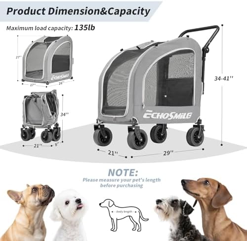 EchoSmile 4-Wheel Pet Stroller for Dogs & Cats - Image 2