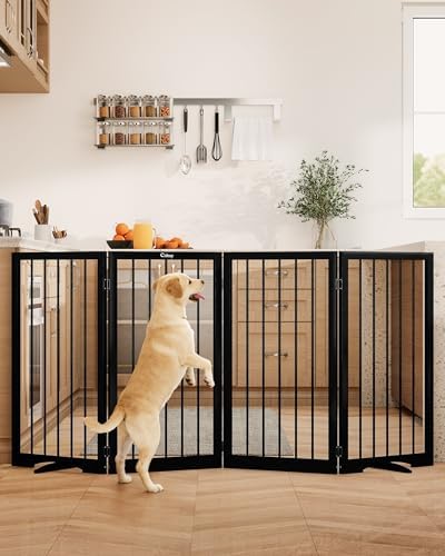 32" Extra Tall Free Standing Dog Gate Indoor, Foldable Pet Gate by Cideny