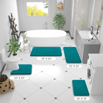 OLANLY Bathroom Runner Rugs 44x24, Soft Absorbent Chenille Bath Rugs, Rubber - Image 2