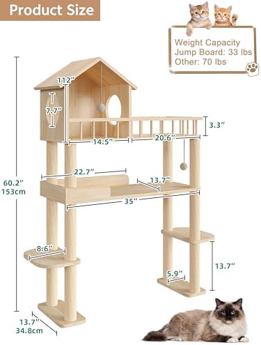 60'' Cat Tower for Automatic Litter Box, 4 Tier Wood Cat Tree - Image 2