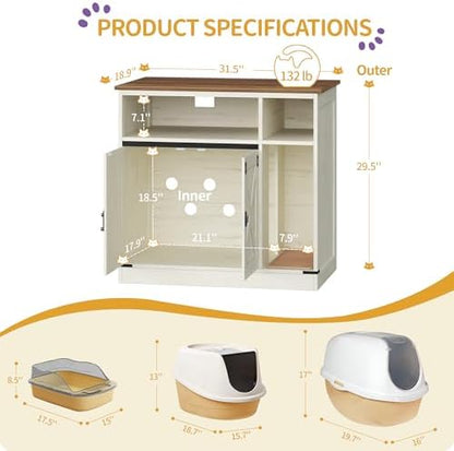 Hzuaneri Cat Litter Box Enclosure, Hidden Litter Box Furniture - Image 2