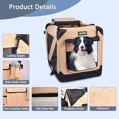 JESPET 3 Door Portable Collapsible Soft Dog Crate Carrier - Image 3