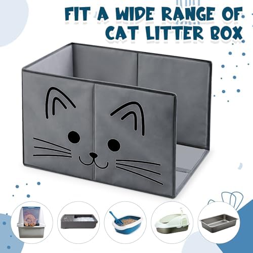 27.8"L×19.5"W×16.93"H Foldable Cat Litter Box Enclosure Splash Guard - Image 5
