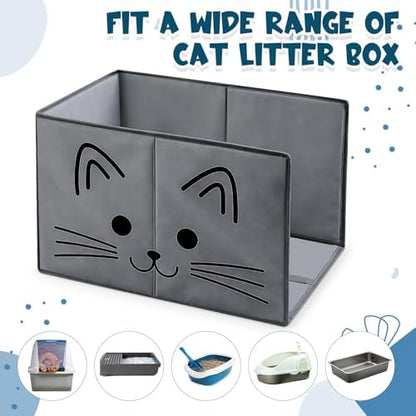27.8"L×19.5"W×16.93"H Foldable Cat Litter Box Enclosure Splash Guard - Image 5