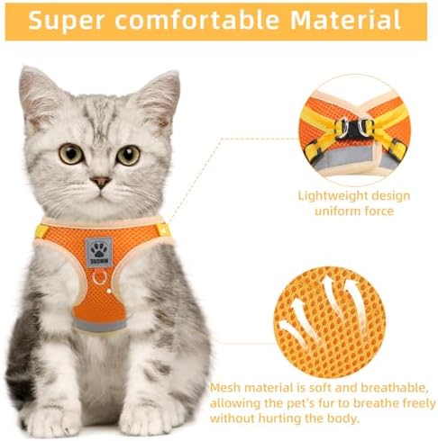 Cat Vest Harness and Leash Set, Escape Proof Harness Orange Small - Image 2