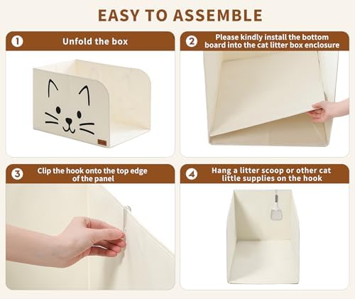 Qozary Cat Litter Box Enclosure, Waterproof Litter Box Shield - Image 6