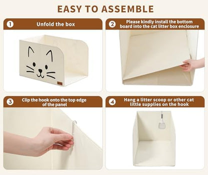 Qozary Cat Litter Box Enclosure, Waterproof Litter Box Shield - Image 6