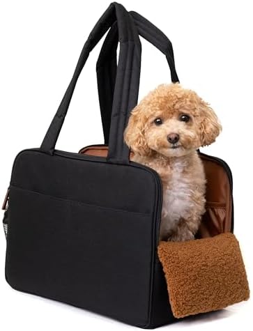 Black Dog Purse Carrier for Small Dogs – Cotton Padded Interior, Breathable by wagfur