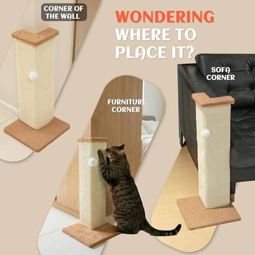 PETKARAY Couch Corner Cat Scratcher, 22.5" Sisal Scratching Post - Image 6