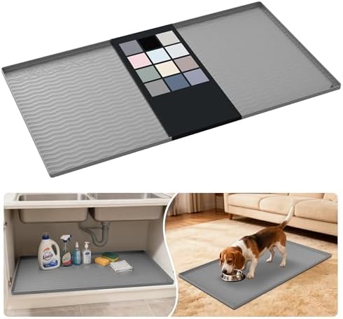 URMONA Waterproof Silicone Under Sink Mat, 40 x 22 in, Flexible Shelf Liner by URMONA