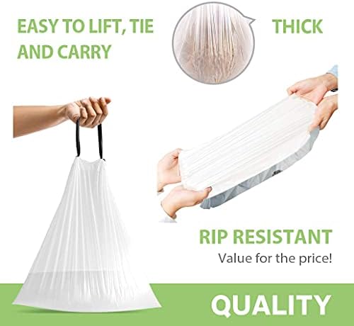 3 Gallon 220pcs Strong Drawstring Trash Bags Garbage Bags by Teivio, Bathroom - Image 4