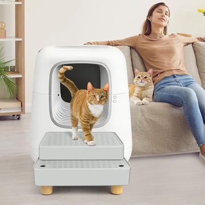 Extra Large 2 Steps Cat Litter Box Step Ramp, Cat Litter Catcher Mat - Image 7