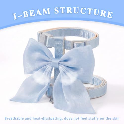 Tensho Blue Bow Cat Harness and Leash Set, Escape Proof - Image 3