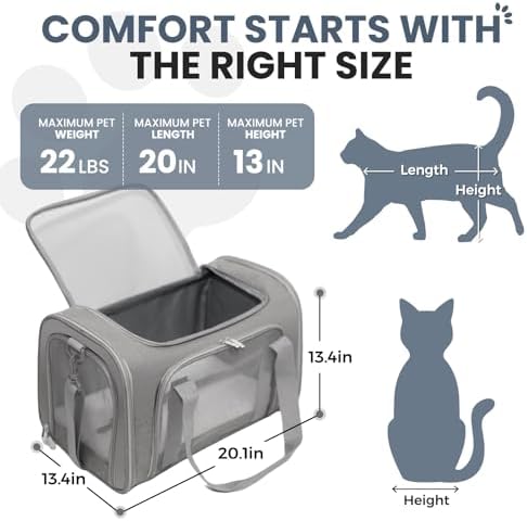 Soft-Sided Cat Carrier 20x13x13 in Expandable Travel Pet Bag 22LBS - Image 2