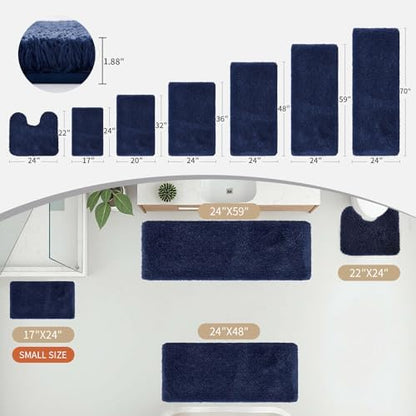 Disolla Navy Blue Bathroom Rugs 20x32, Non-Slip Plush Thick Bath Mat - Image 2