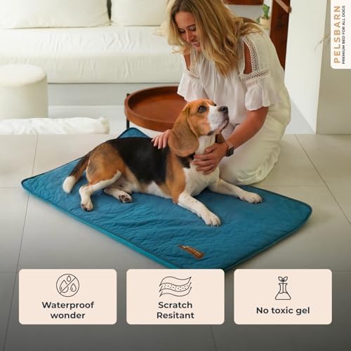 Pelsbarn Dog Cooling Mat, Ice Silk Self-Cooling Pad, Deep Blue - Image 4