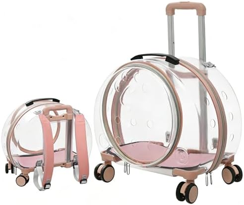 Pet Carrier with Wheels, Transparent Hard Breathable Pet Carrier with by Unknown