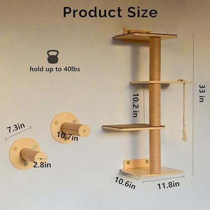 Cat Window Perch and Cat Wall Shelves 2 in 1 Cat Scratching Activity Tree Wall - Image 5