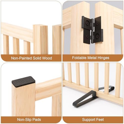 YOCAN Non-Painted Wooden Freestanding Dog Gates -4 Panel H:23” - Image 6