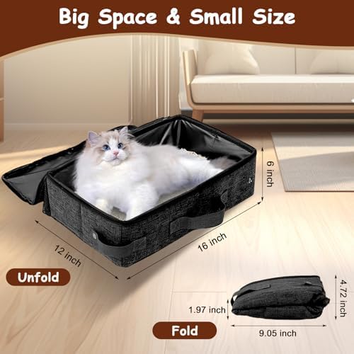 Foldable Cat Litter Box with Lid, Collapsible Travel Litter Box - Image 6