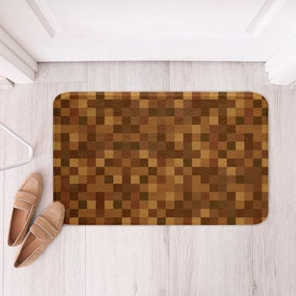 Pixelated Bath Rug, Miners Lattice Games Shaggy Absorbent Non Slip Floor Mat - Image 3