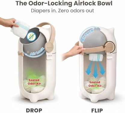 iTouchless Odor-Locking Nursery Pail | 2026 Award-Winning Bin | Boho White - Image 3