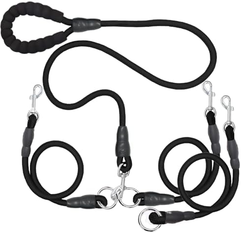 Heavy Duty 3 Dog Leash for Small Dogs No Tangle Detachable 360° Swivel Device by SONQUEEN