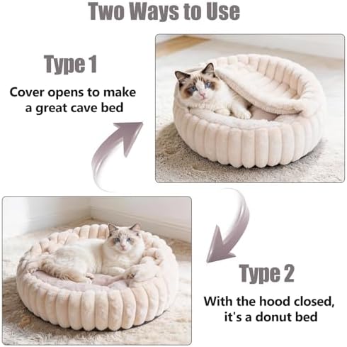 Cat Beds for Indoor Cats, 2 in 1 Cat Cave Bed Kitten Bed for Small Pets - Image 2