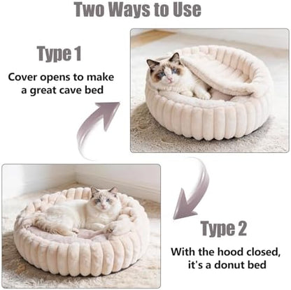 Cat Beds for Indoor Cats, 2 in 1 Cat Cave Bed Kitten Bed for Small Pets - Image 2