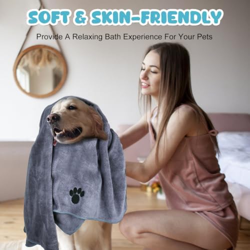 2 Pack Microfiber Dog Towels for Drying Dogs, Super Absorbent and Soft - Image 5