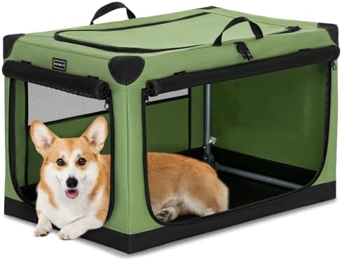 PETSFIT 30" Soft Portable Dog Crate – Patented Spiral Sturdy Frame, Collapsible by Petsfit