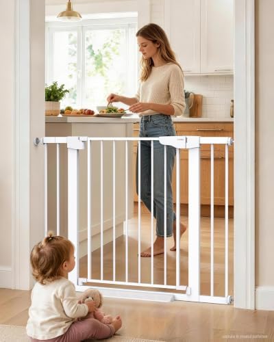 Cumbor 30-43" Baby Gate for Doorways, Auto-Close Dog Gate by Cumbor