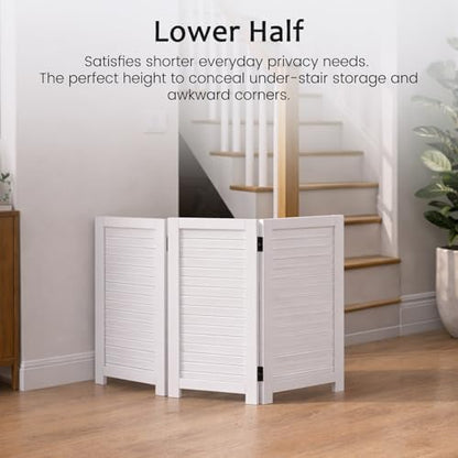 3 Panel Room Divider, Folding Wood Privacy Screen - Image 5