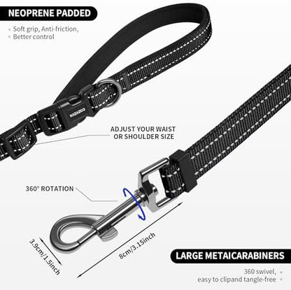 Kazazoo Hands-Free Dog Leash Adjustable Length 5-8Ft, Crossbody & Waist - Image 5