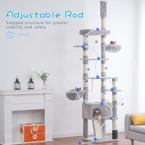 Hey-brother Cat Tree Tower, Adjustable Height, Floor to Ceiling - Image 2