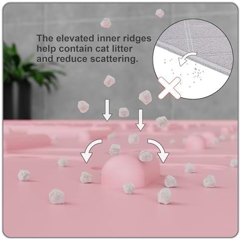 OHMO XL Cat Litter Mat, 37.5x25.2 Silicone Trapping Mat Pink - Image 3
