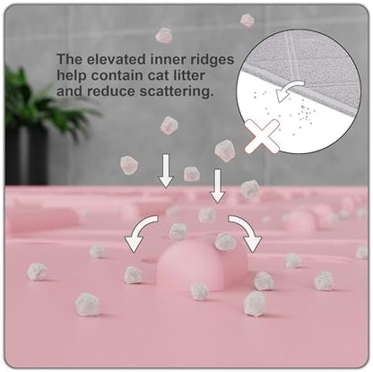 OHMO XL Cat Litter Mat, 37.5x25.2 Silicone Trapping Mat Pink - Image 3