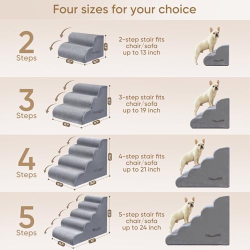 PAWSCRAT 5-Step Pet Stairs for High Beds & Sofas, 22.8''H Dog Stairs - Image 2
