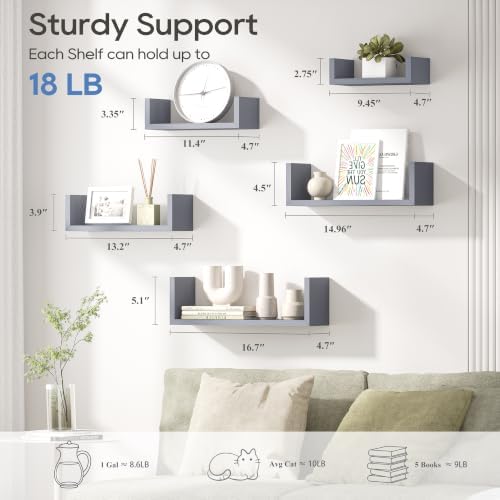 SRIWATANA Weathered Gray Floating Shelves - Image 4
