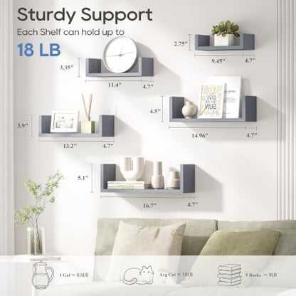 SRIWATANA Weathered Gray Floating Shelves - Image 4