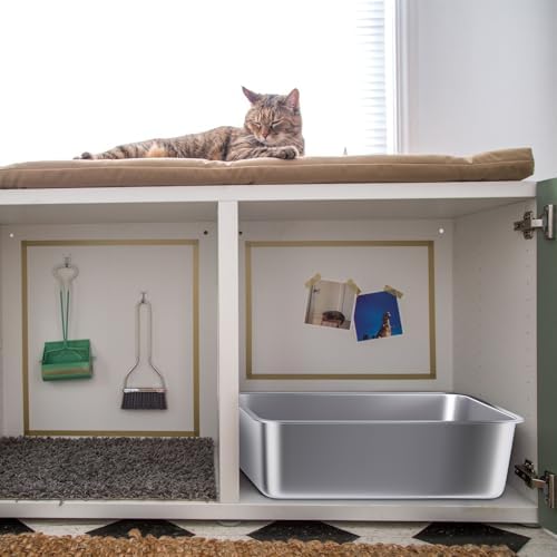 Stainless Steel Litter Box 2 Pack, Large Metal Litter Box - Image 6