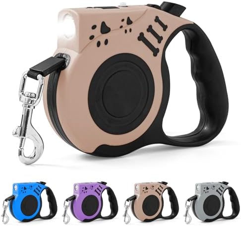 Retractable Dog Leash with USB Rechargeable Flashlight by COSOWO