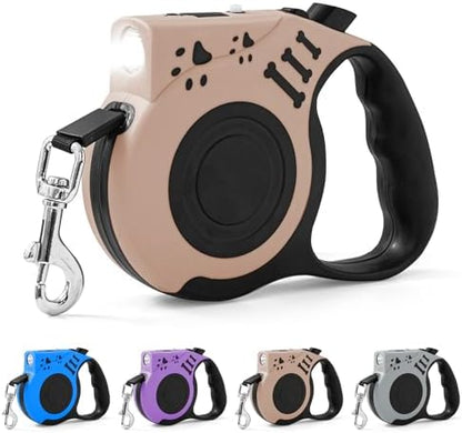 Retractable Dog Leash with USB Rechargeable Flashlight by COSOWO