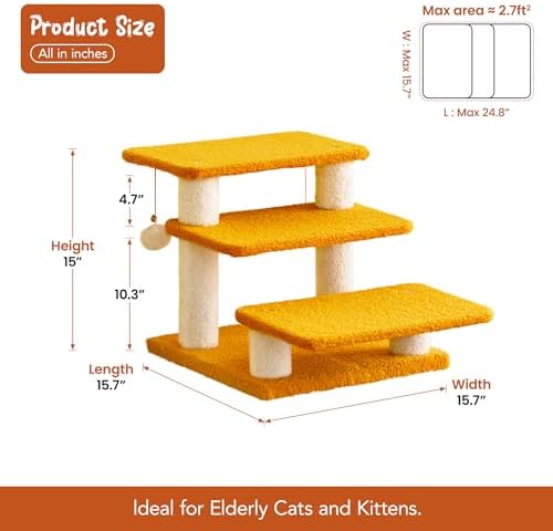 15''H Multi-Step Pet Stairs for High Beds & Sofas, 3-Step Cat Stairs - Image 6