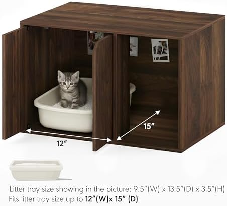 Furinno Peli Litter Box Enclosure, Columbia Walnut - Image 2