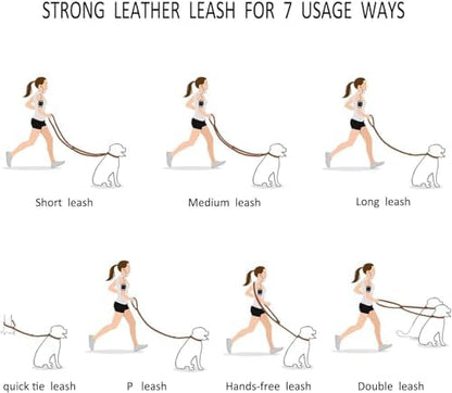 Soft Multi-Function 6 in 1 Leather Training Walking Leash, Hands Free, Crossbody - Image 2