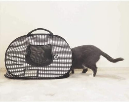 Necoichi Stress-Free Cat Travel Carrier Collapsible Gray White - Image 4