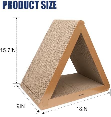 3 Pack Cardboard Cat Scratcher & Scratch Pad, Buildable Triangle Cat House w/ - Image 2