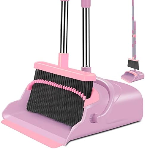 Broom and Dustpan Set for Home, Indoor&Outdoor Sweeping, Stand Up Broom and by Kelamayi