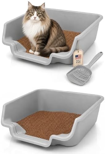 KittyGoHere Senior Cat Litter Box, Litter Pan, Jumbo 2 Pack by NE14pets